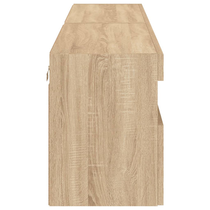 væghængte tv-borde 2 stk. med LED-lys 80x30x40 cm sonoma-eg