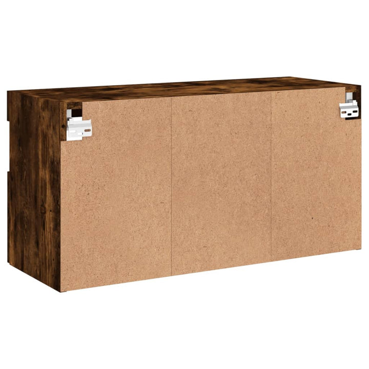 væghængt tv-bord med LED-lys 80x30x40 cm røget egetræsfarve