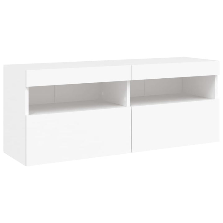 væghængt tv-bord med LED-lys 100x30x40 cm hvid