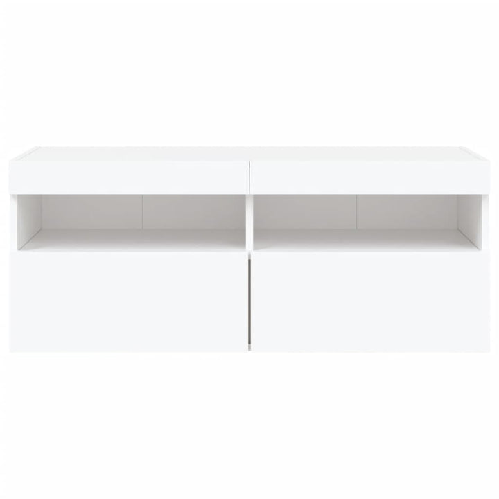 væghængt tv-bord med LED-lys 100x30x40 cm hvid