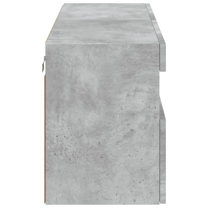 væghængt tv-bord med LED-lys 100x30x40 cm betongrå