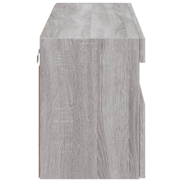 væghængt tv-bord med LED-lys 100x30x40 cm grå sonoma-eg