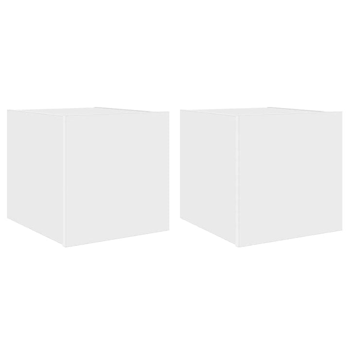 væghængte tv-borde 2 stk. med LED-lys 30,5x35x30 cm hvid