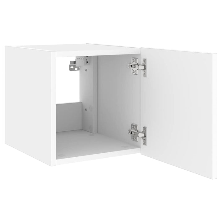 væghængte tv-borde 2 stk. med LED-lys 30,5x35x30 cm hvid