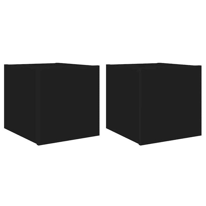 væghængte tv-borde 2 stk. med LED-lys 30,5x35x30 cm sort