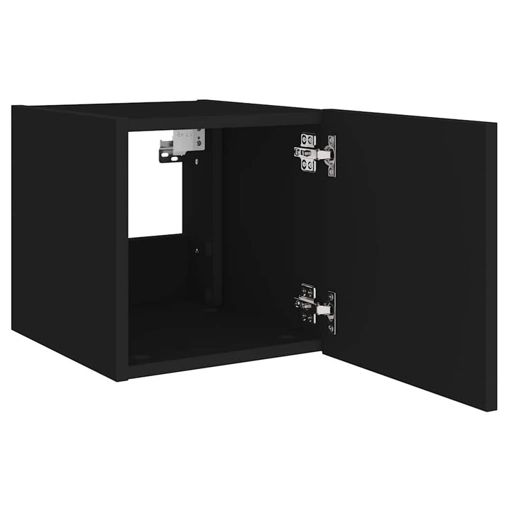 væghængte tv-borde 2 stk. med LED-lys 30,5x35x30 cm sort
