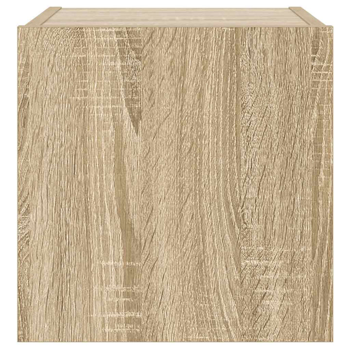 væghængt tv-bord med LED-lys 30,5x35x30 cm sonoma-eg