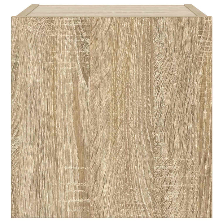 væghængte tv-borde 2 stk. med LED-lys 30,5x35x30 cm sonoma-eg