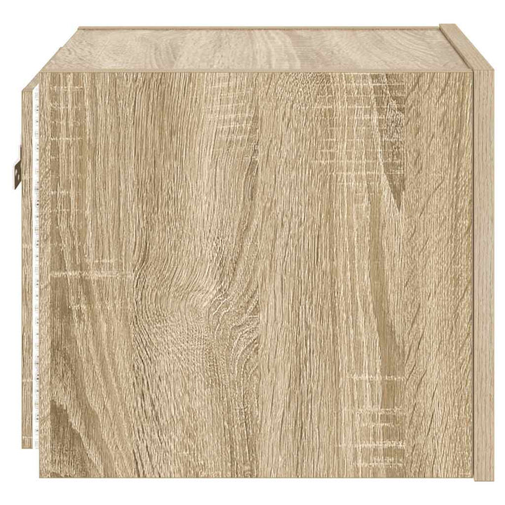 væghængte tv-borde 2 stk. med LED-lys 30,5x35x30 cm sonoma-eg