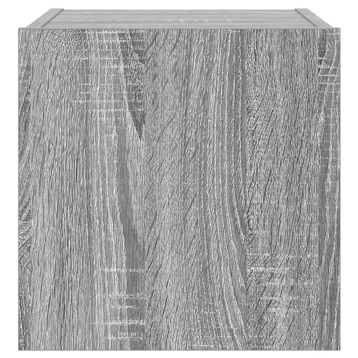 væghængt tv-bord med LED-lys 30,5x35x30 cm grå sonoma-eg
