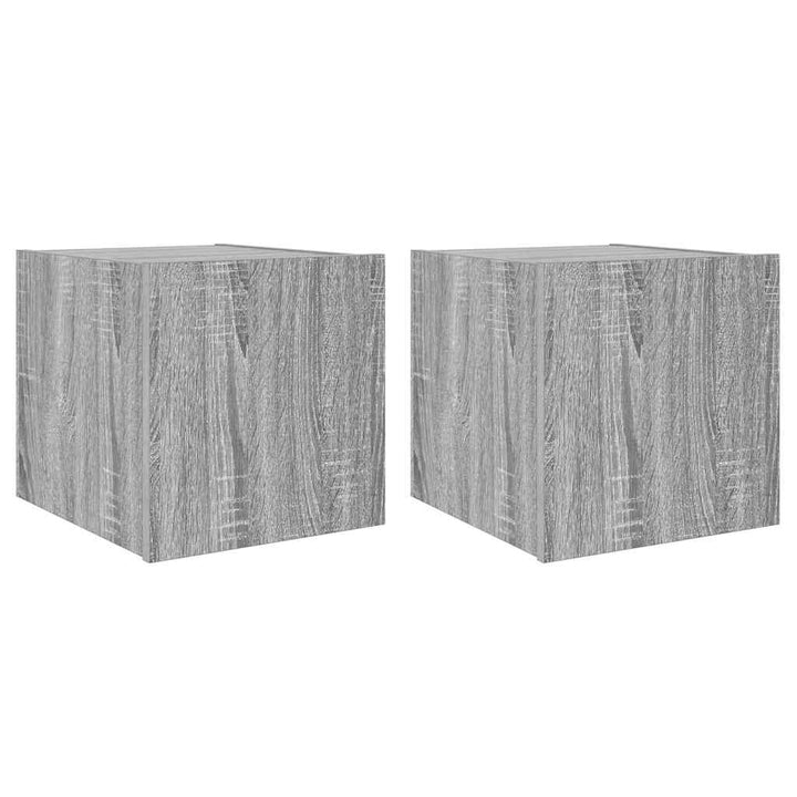 væghængte tv-borde 2 stk. LED-lys 30,5x35x30 cm grå sonoma-eg