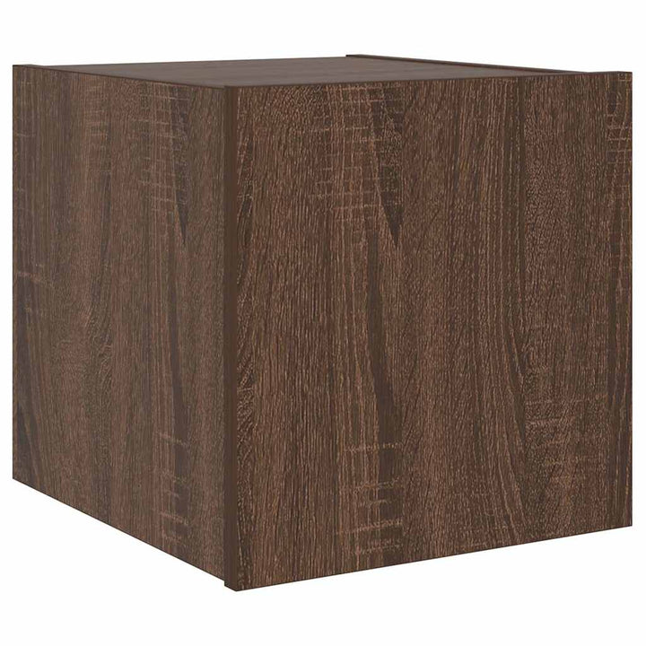 væghængt tv-bord med LED-lys 30,5x35x30 cm brun egetræsfarve
