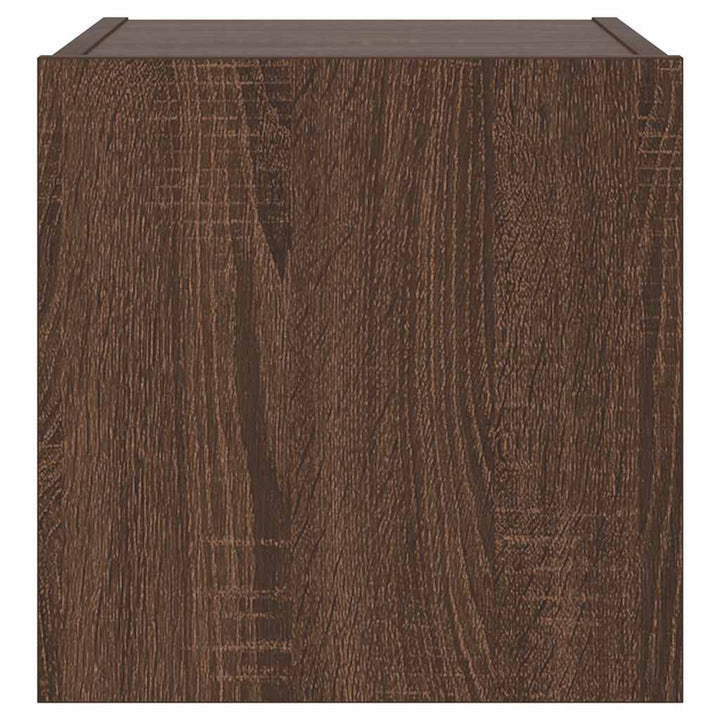 væghængt tv-bord med LED-lys 30,5x35x30 cm brun egetræsfarve
