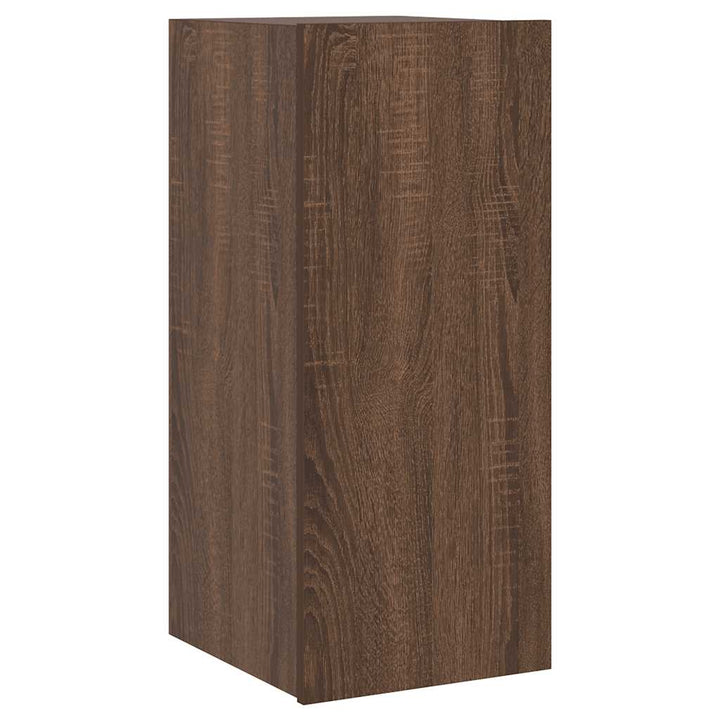 væghængt tv-bord med LED-lys 30,5x35x70 cm brun egetræsfarve