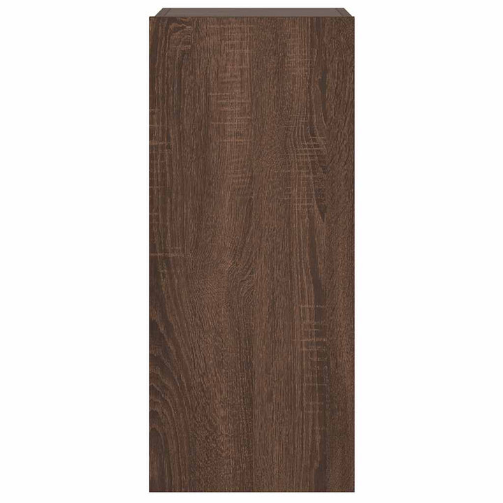 væghængt tv-bord med LED-lys 30,5x35x70 cm brun egetræsfarve