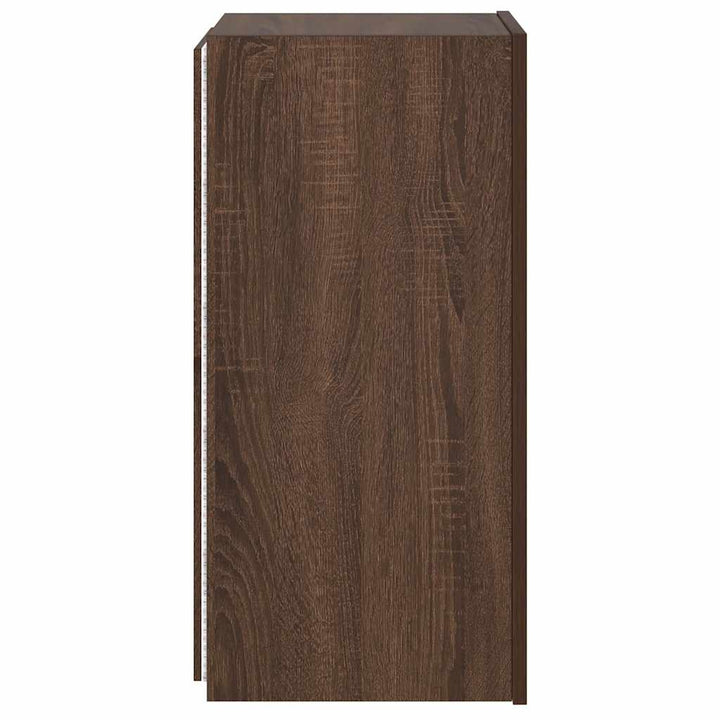 væghængt tv-bord med LED-lys 30,5x35x70 cm brun egetræsfarve