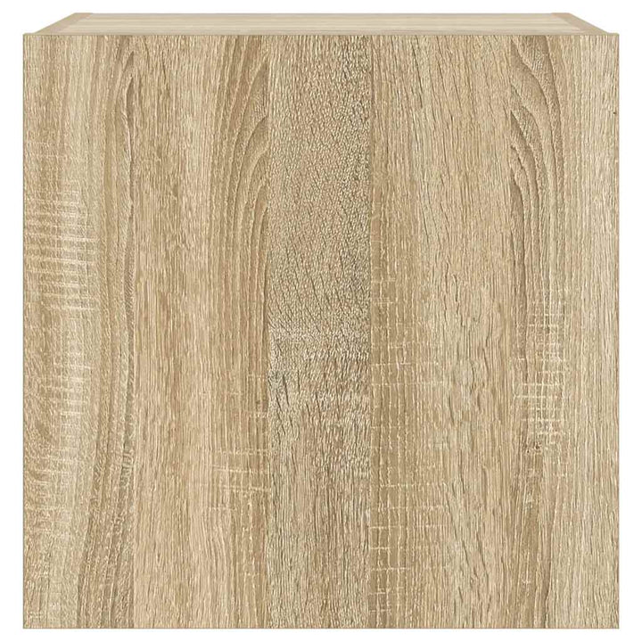 væghængt tv-bord med LED-lys 40,5x35x40 cm sonoma-eg