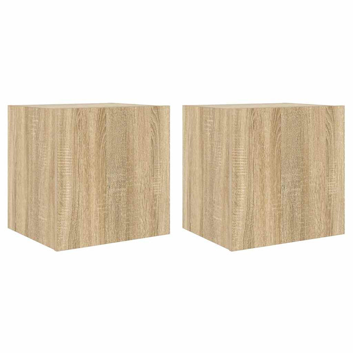 væghængte tv-borde 2 stk. med LED-lys 40,5x35x40 cm sonoma-eg