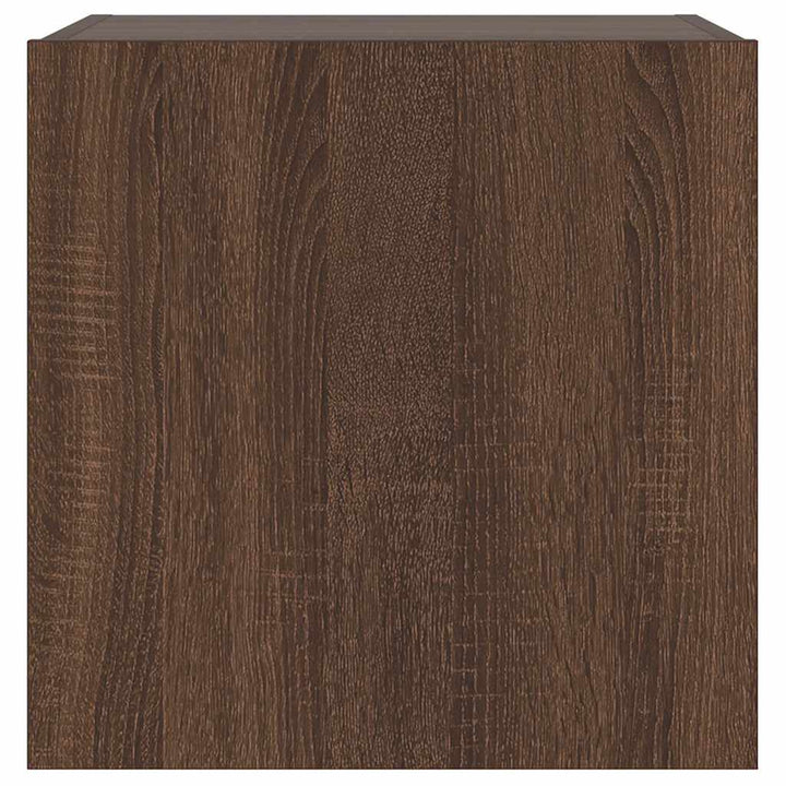 væghængt tv-bord med LED-lys 40,5x35x40 cm brun egetræsfarve