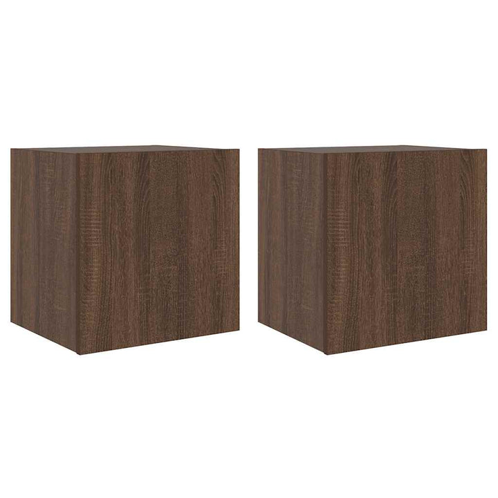 væghængte tv-borde 2 stk. med LED-lys 40,5x35x40 cm brunt eg