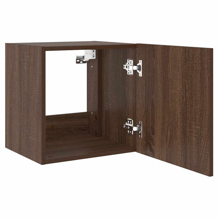 væghængte tv-borde 2 stk. med LED-lys 40,5x35x40 cm brunt eg