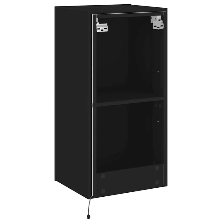 væghængt tv-bord med LED-lys 40,5x35x80 cm sort