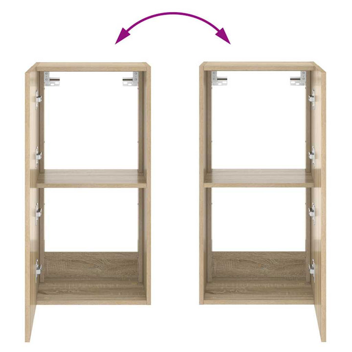 væghængt tv-bord med LED-lys 40,5x35x80 cm sonoma-eg