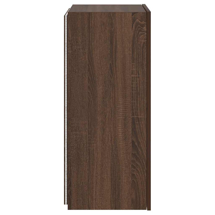 væghængt tv-bord med LED-lys 40,5x35x80 cm brun egetræsfarve