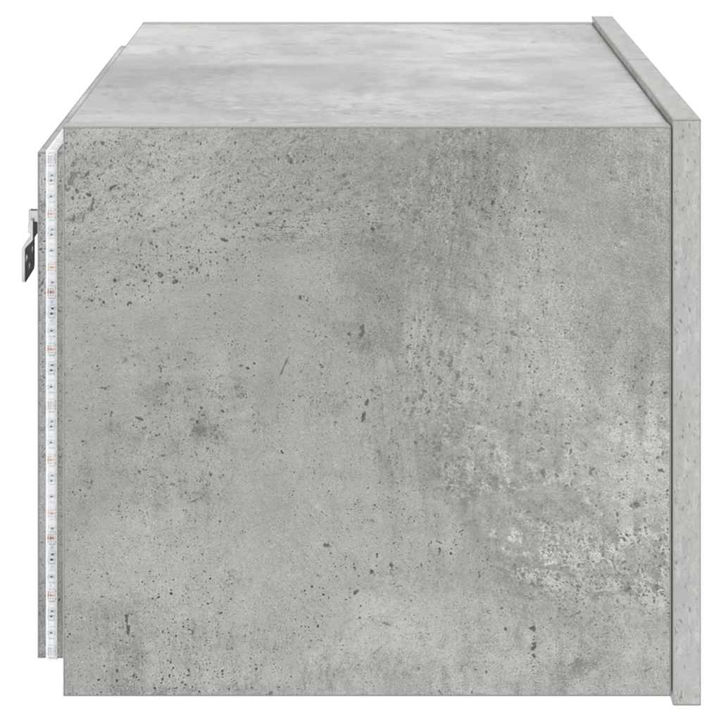 væghængt tv-bord med LED-lys 60x35x31 cm betongrå