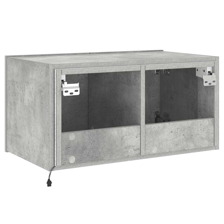 væghængt tv-bord med LED-lys 60x35x31 cm betongrå