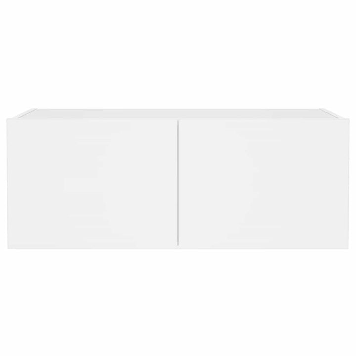 væghængt tv-bord med LED-lys 80x35x31 cm hvid