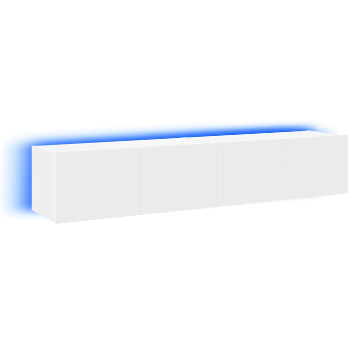 væghængte tv-borde 2 stk. med LED-lys 80x35x31 cm hvid
