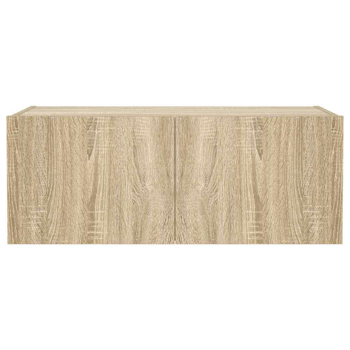 væghængt tv-bord med LED-lys 80x35x31 cm sonoma-eg