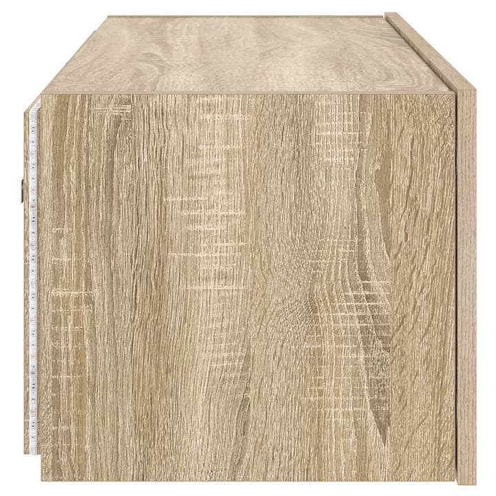 væghængt tv-bord med LED-lys 80x35x31 cm sonoma-eg