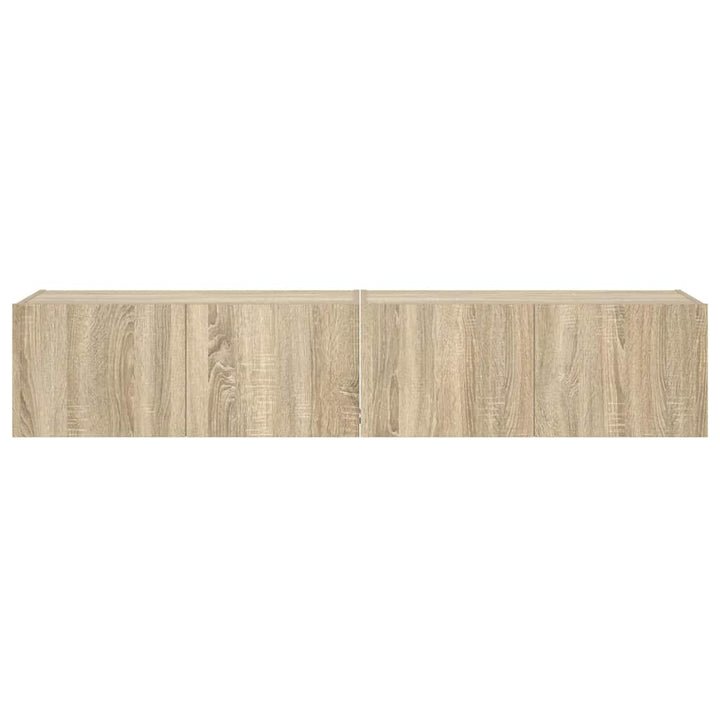 væghængte tv-borde 2 stk. med LED-lys 80x35x31 cm sonoma-eg