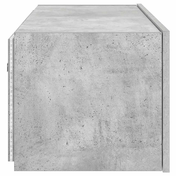 væghængt tv-bord med LED-lys 80x35x31 cm betongrå