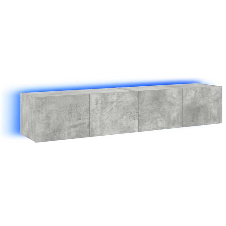 væghængte tv-borde 2 stk. med LED-lys 80x35x31 cm betongrå