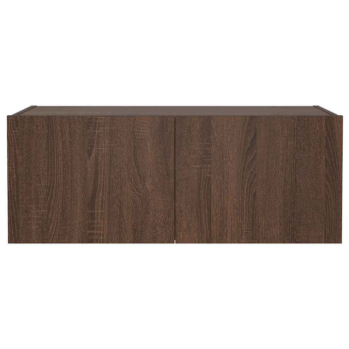 væghængt tv-bord med LED-lys 80x35x31 cm brun egetræsfarve