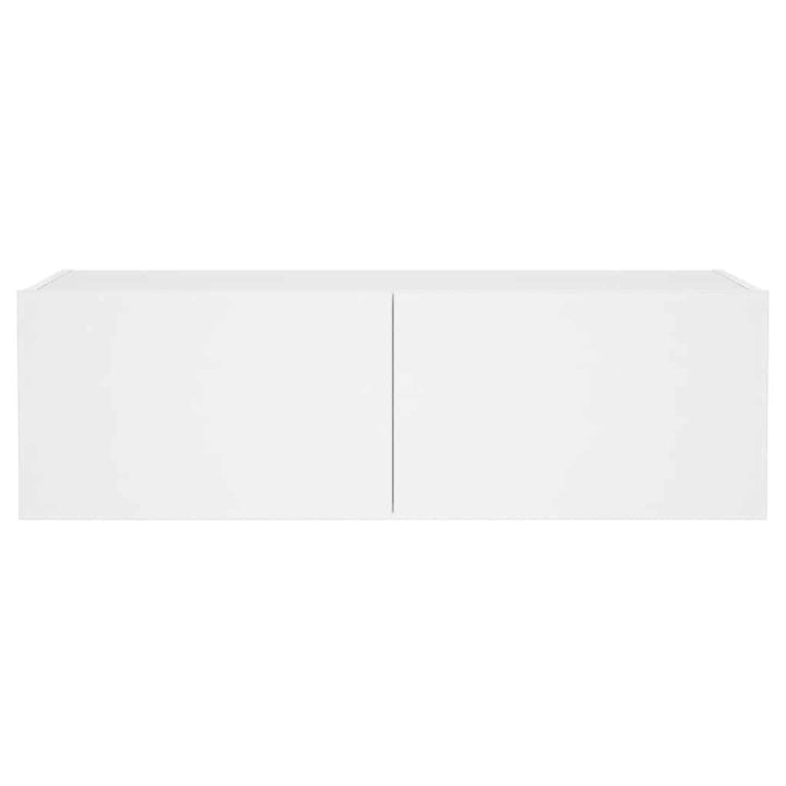 væghængt tv-bord med LED-lys 100x35x31 cm hvid