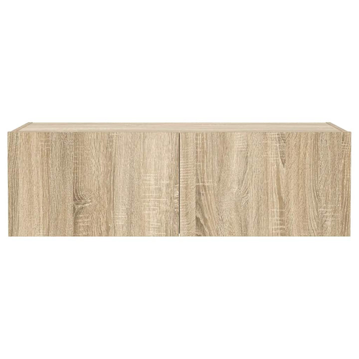 væghængt tv-bord med LED-lys 100x35x31 cmsonoma-eg