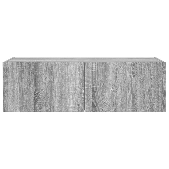 væghængt tv-bord m. LED-lys 100x35x31 cm grå sonoma-eg