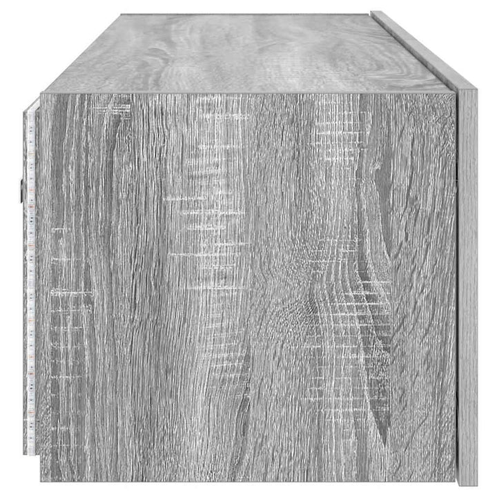 væghængt tv-bord m. LED-lys 100x35x31 cm grå sonoma-eg