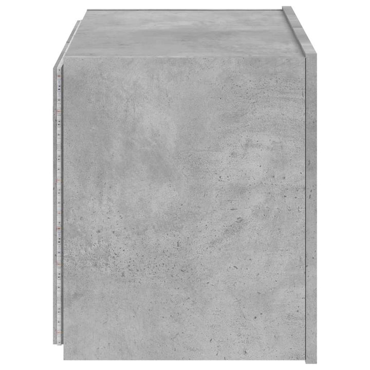 væghængt tv-bord med LED-lys 60x35x31 cm betongrå