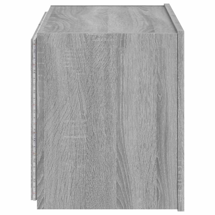væghængt tv-bord m. LED-lys 60x35x41 cm grå sonoma-eg