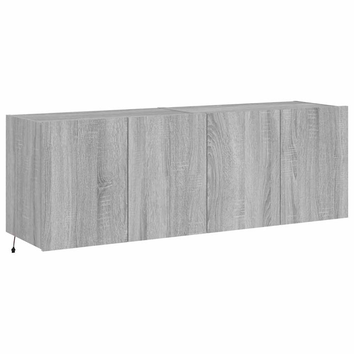 væghængte tv-borde 2 stk. med LED-lys 60x35x41 cm grå sonoma-eg