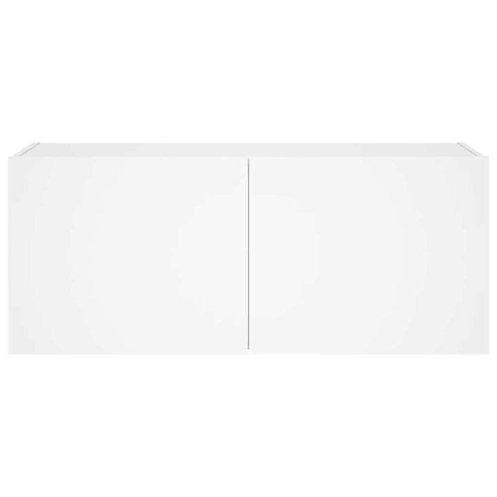 væghængt tv-bord med LED-lys 100x35x41 hvid