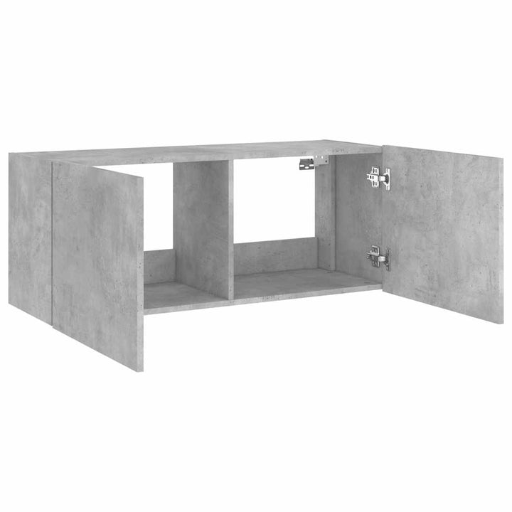 væghængt tv-bord med LED-lys 100x35x41 cm betongrå
