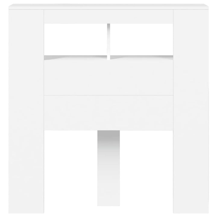 sengegavl med LED-lys 100x18,5x103,5 cm konstrueret træ hvid