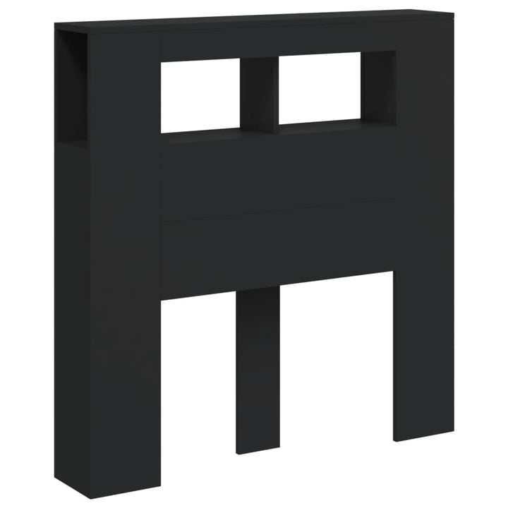 sengegavl med LED-lys 100x18,5x103,5 cm konstrueret træ sort