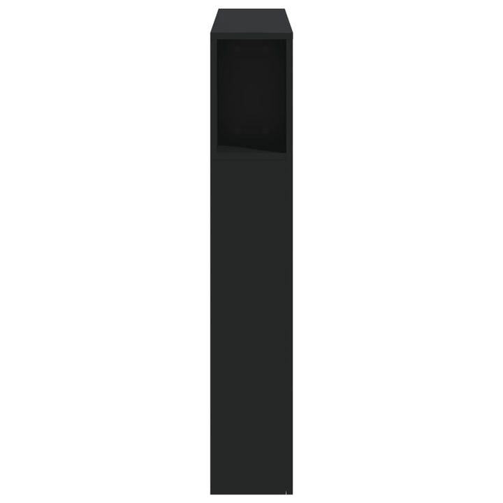 sengegavl med LED-lys 100x18,5x103,5 cm konstrueret træ sort